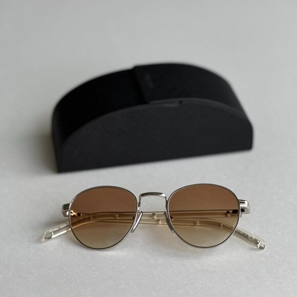 Prada Women Sunglasses Silver Brown Gradient Round PRB52S 1BC80K NEW AUTHENTIC - Picture 1 of 13